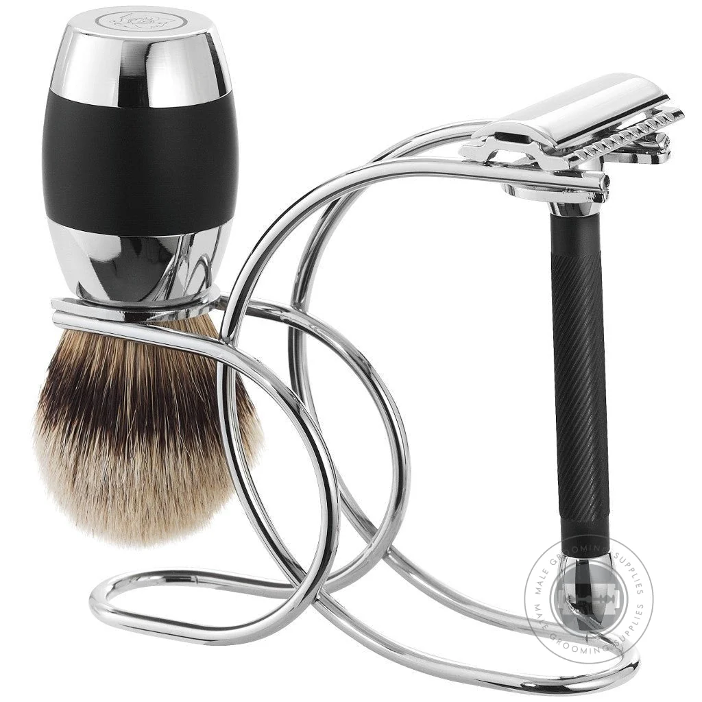 Merkur 3-Piece Black & Chrome Shaving Set - Image 3