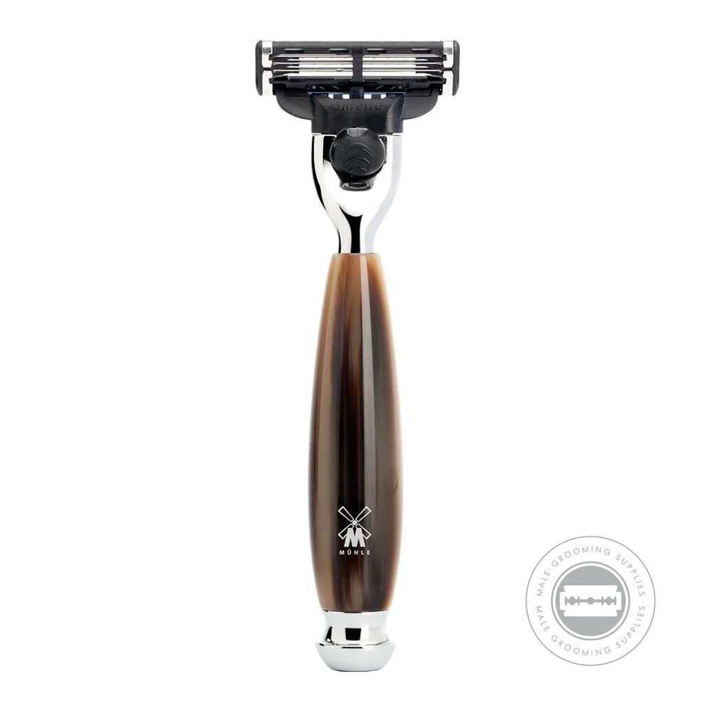 Muhle VIVO Horn Brown Mach3 3 Piece Shaving Set - Image 3